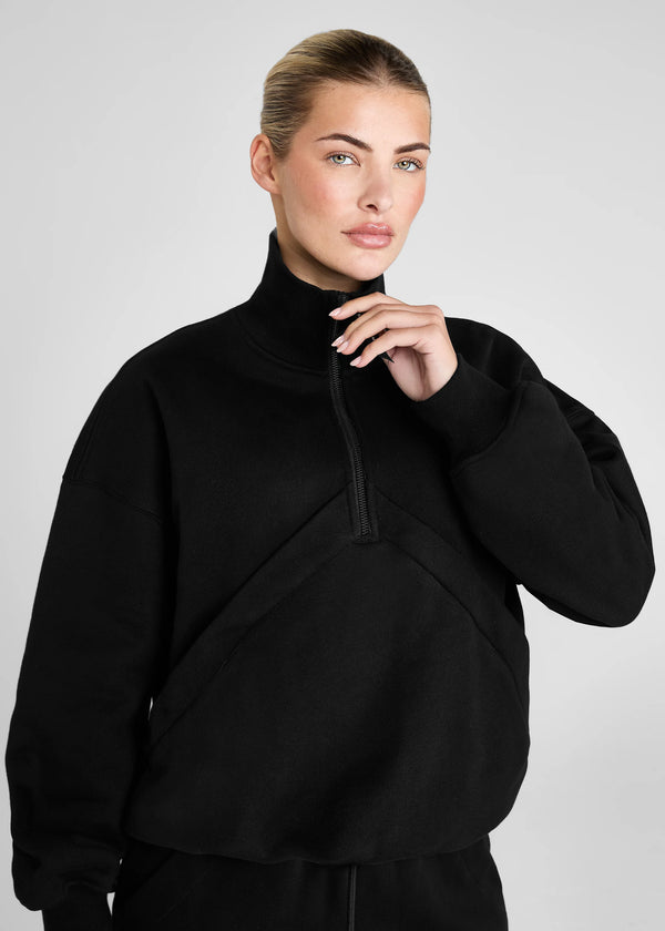 Premium Half Zip Hoodie - Sort