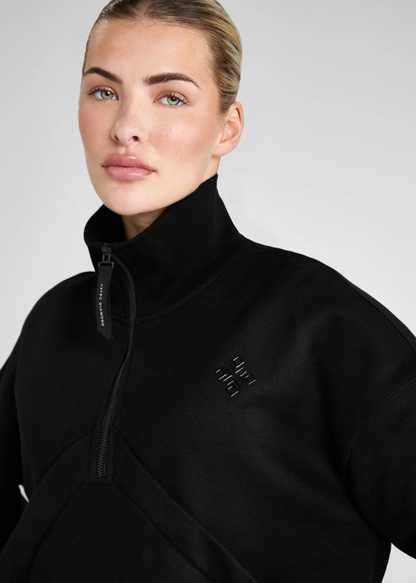 Premium Half Zip Hoodie - Sort